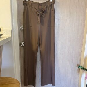 High-Waist Wide-Leg Women's business Pants in Brown